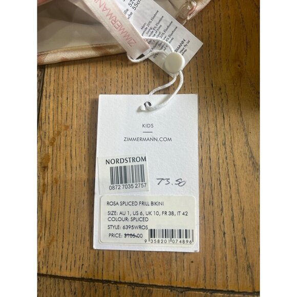 Zimmermann Rosa Spliced Frill Bikini Kids Size US 1 - Picture 5 of 7